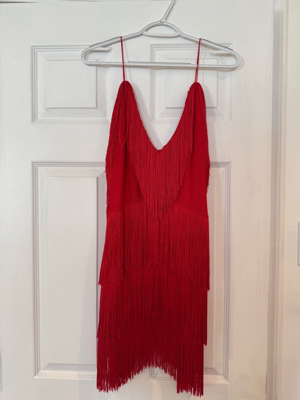 Meshki Red Fringe Spaghetti-Strap Mini Dress - Picture 2 of 6